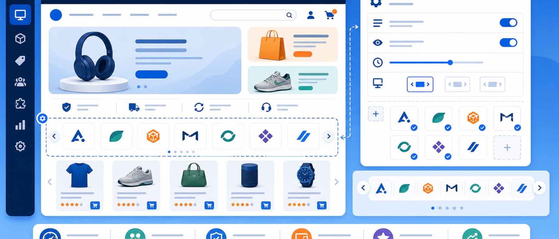 Manufacturer logo slider module illustration