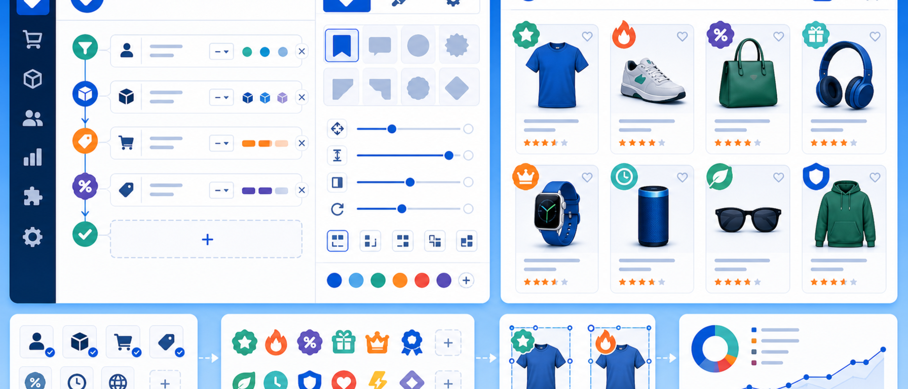 Product labels and badges module illustration