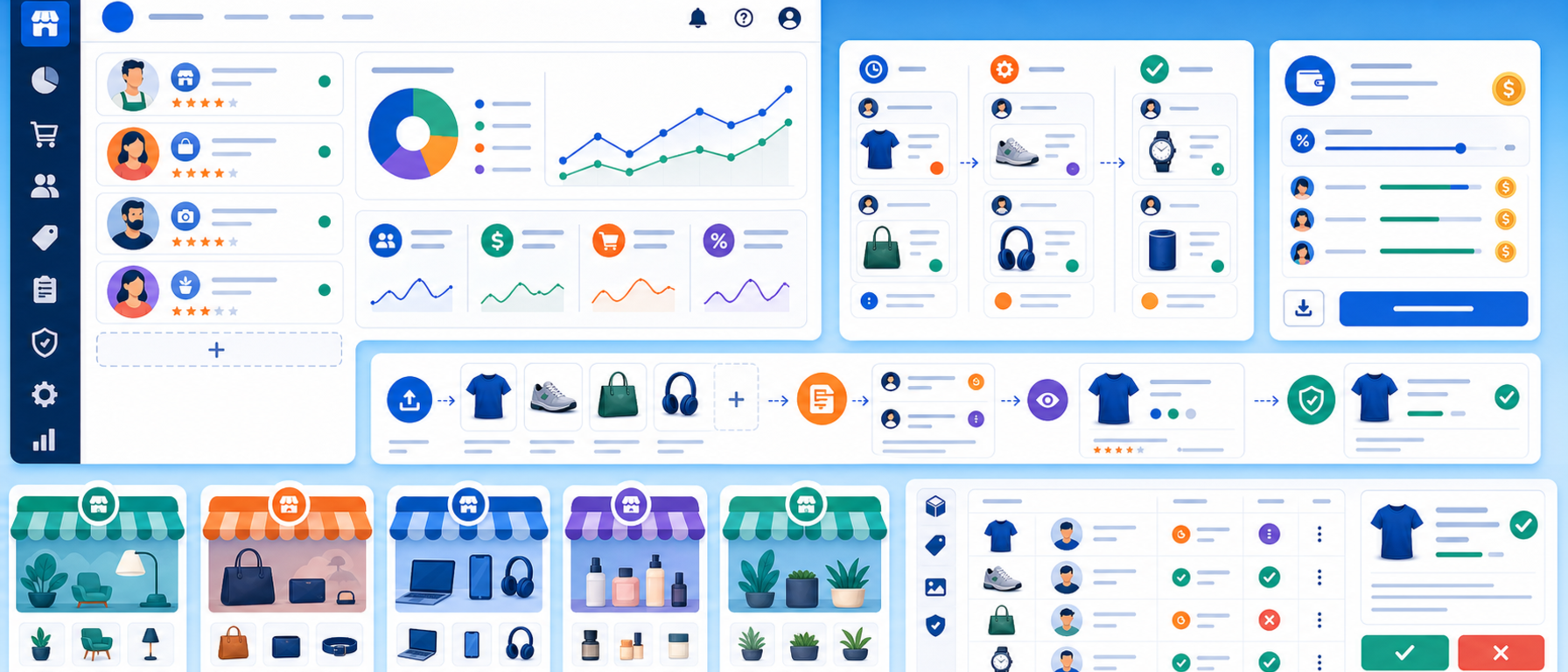 Marketplace vendors and commissions illustration