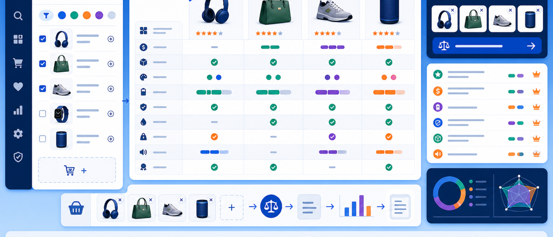 Product comparison module illustration