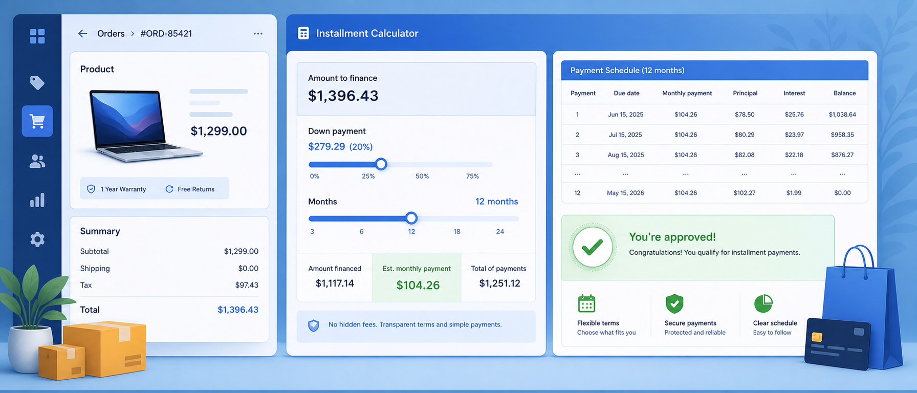 Installment calculator module illustration
