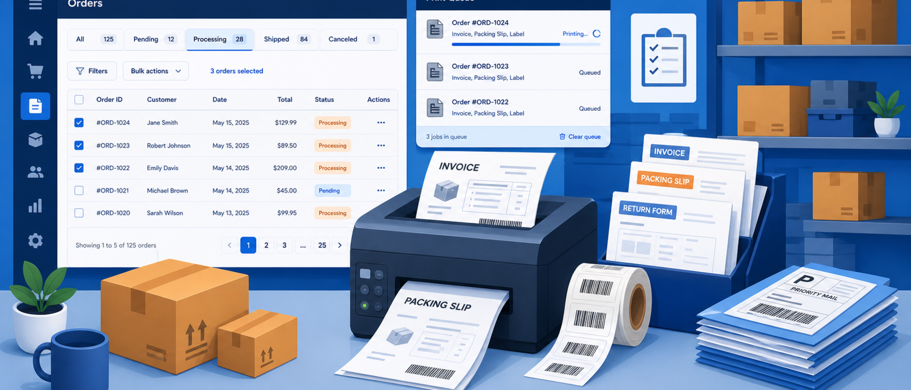 Order printing module illustration